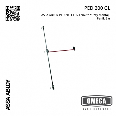 ASSA ABLOY PED 200 GL 2/3 Nokta Yüzey Montajlı Panik Bar