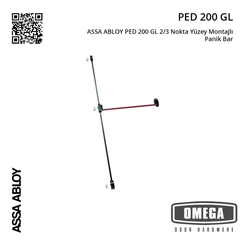 ASSA ABLOY PED 200 GL 2/3 Nokta Yüzey Montajlı Panik Bar